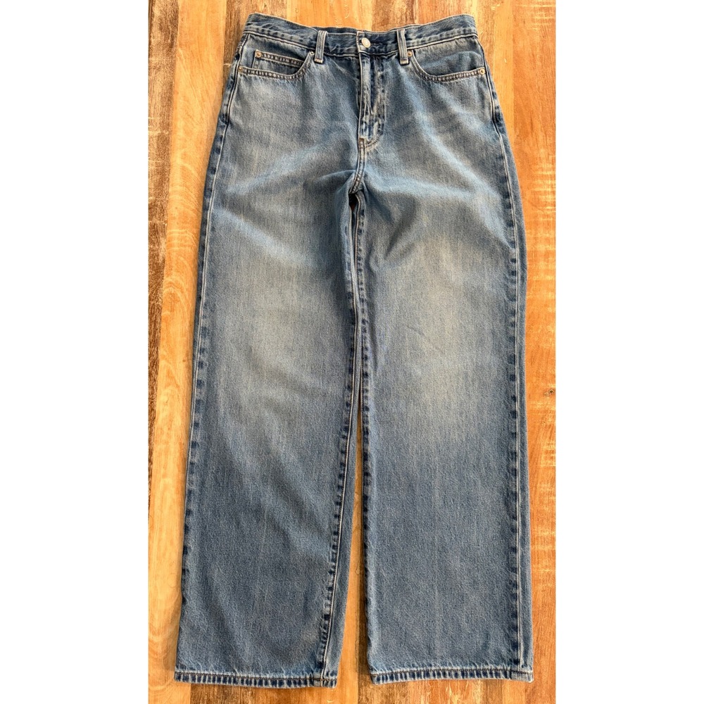 Uniqlo High Rise Wide Leg Jeans Women's Size 27 Medium Wash Baggy